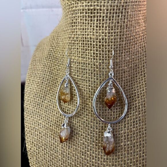 Brazilian Natural Citrine Drop Earrings in Silvertone 42.50ctw - Picture 8 of 15